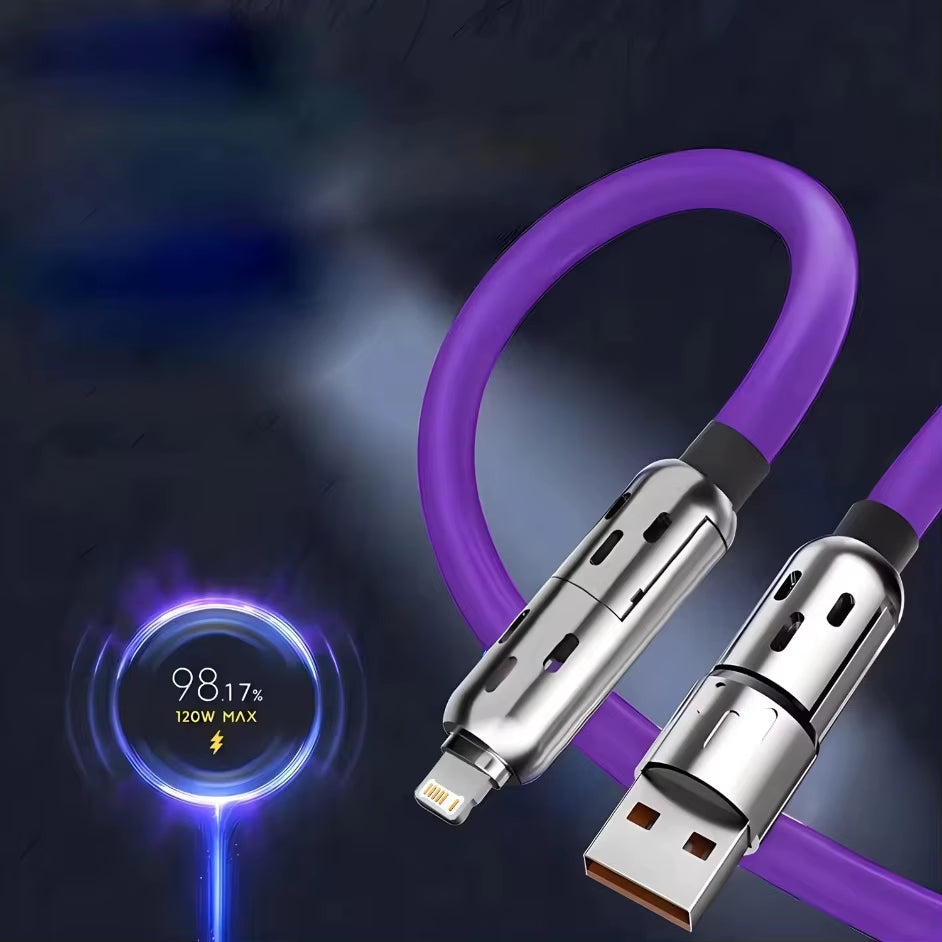 4 in 1 Multi Connectors Charger Rotating Elbow USB to Type-C Mobile Phone 240W Fast Charging Silicone Cable Data Transfer