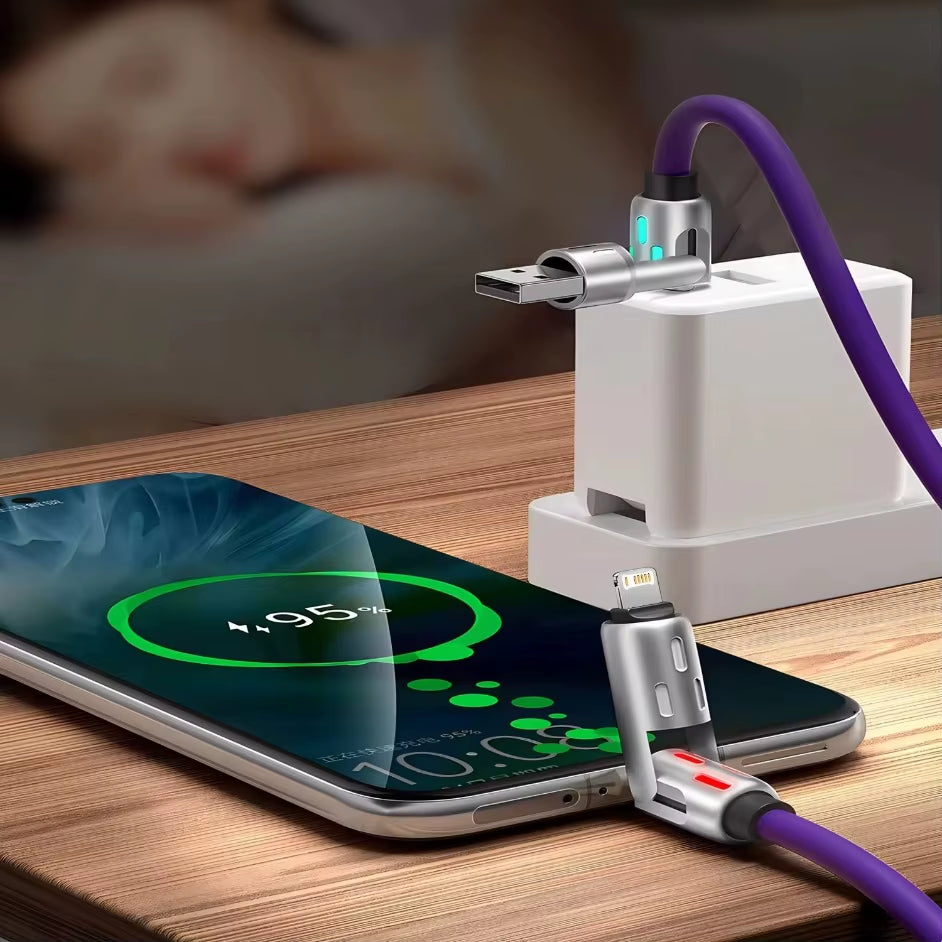 4 in 1 Multi Connectors Charger Rotating Elbow USB to Type-C Mobile Phone 240W Fast Charging Silicone Cable Data Transfer